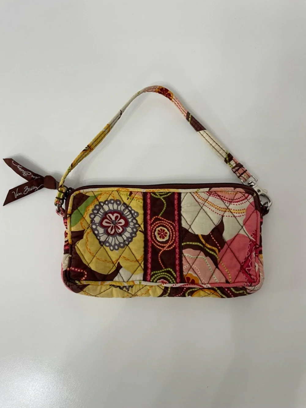 Vera Bradley Buttercup Quilted Floral Clutch Wallet Pink Yellow Preppy Boho